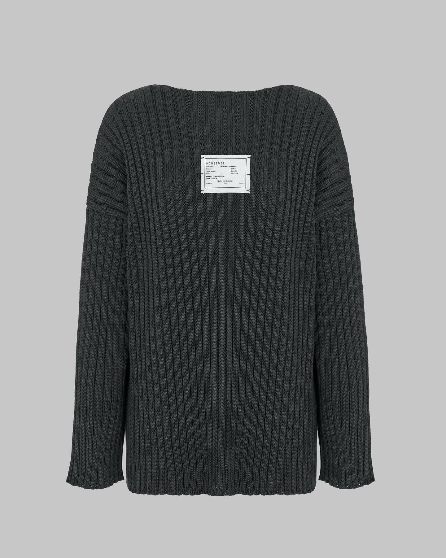 NONSENSE ANTHRACITE RAW NECK SWEATER