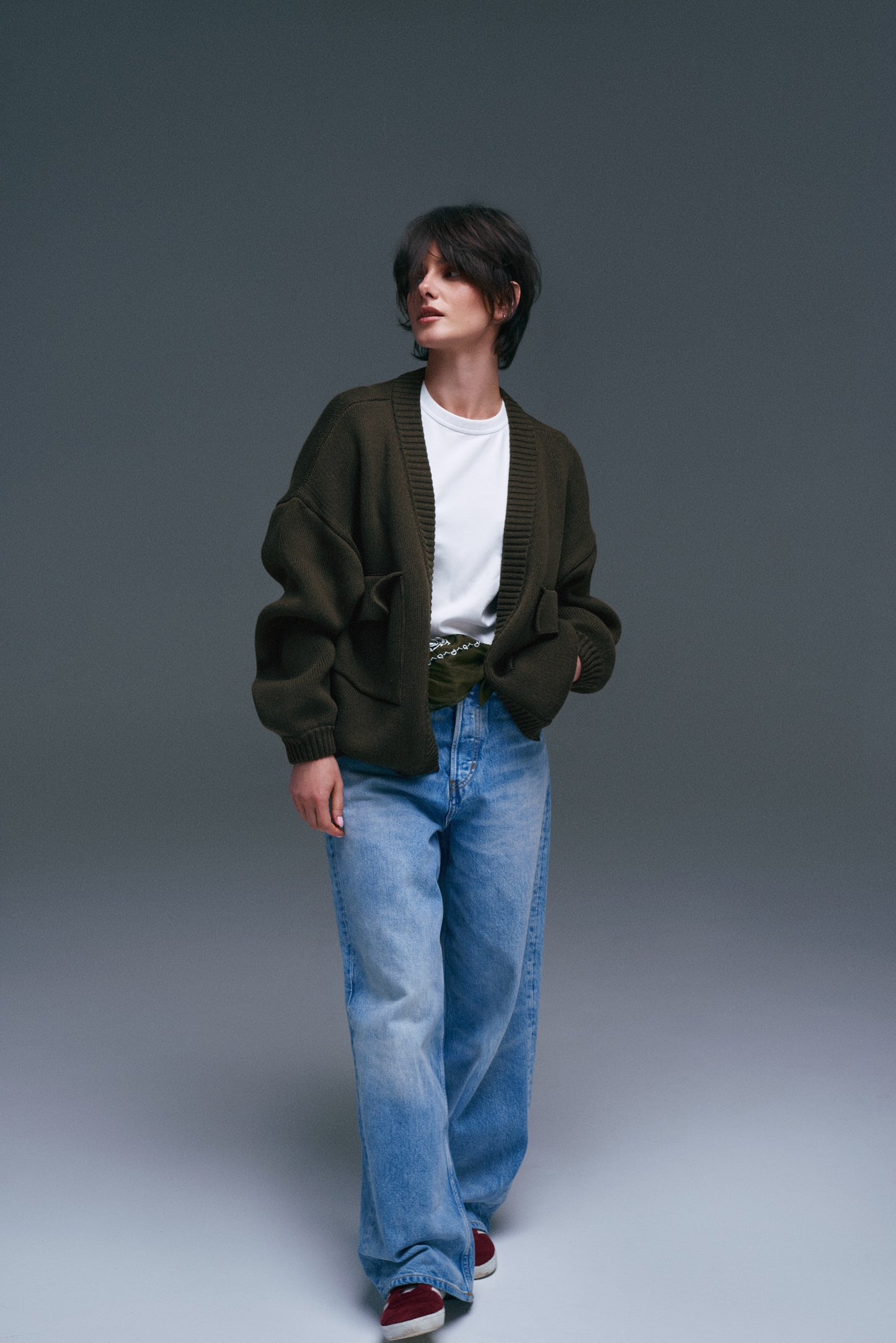OVERSIZED CARDIGAN CARGO KHAKI