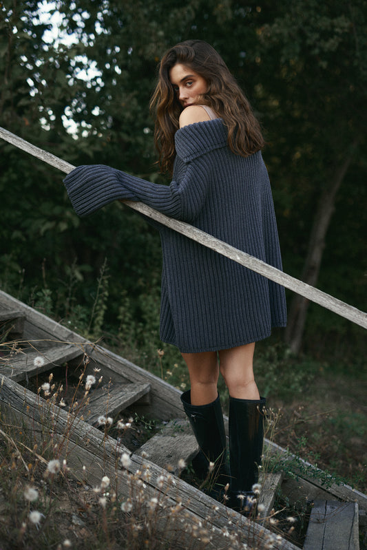 OVERSIZED LACE SWEATER ANTHRACITE