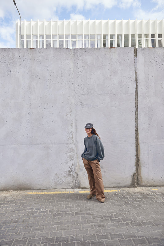 OVERSIZED RAGLAN SWEATER GREY-GREEN
