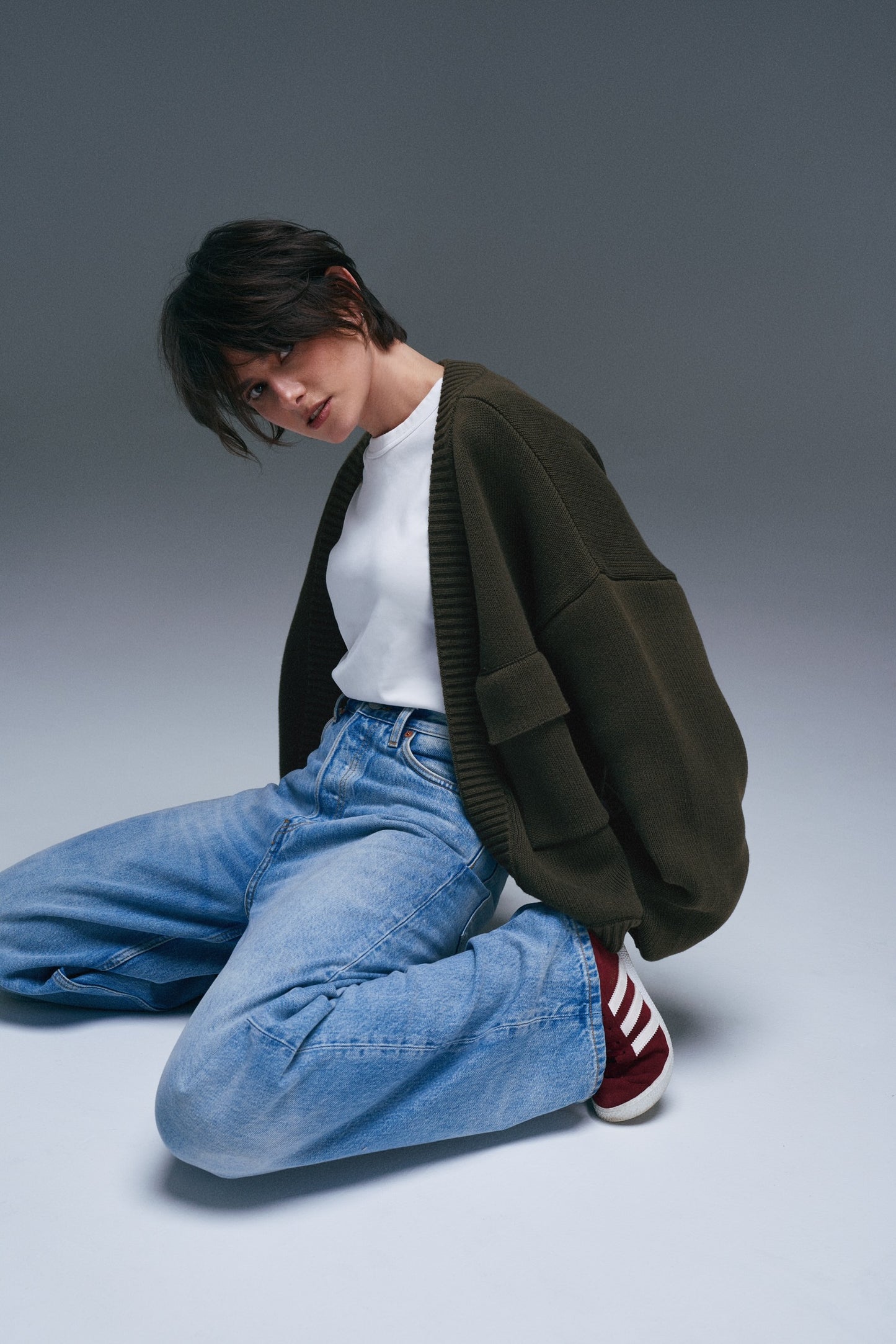 OVERSIZED CARDIGAN CARGO KHAKI