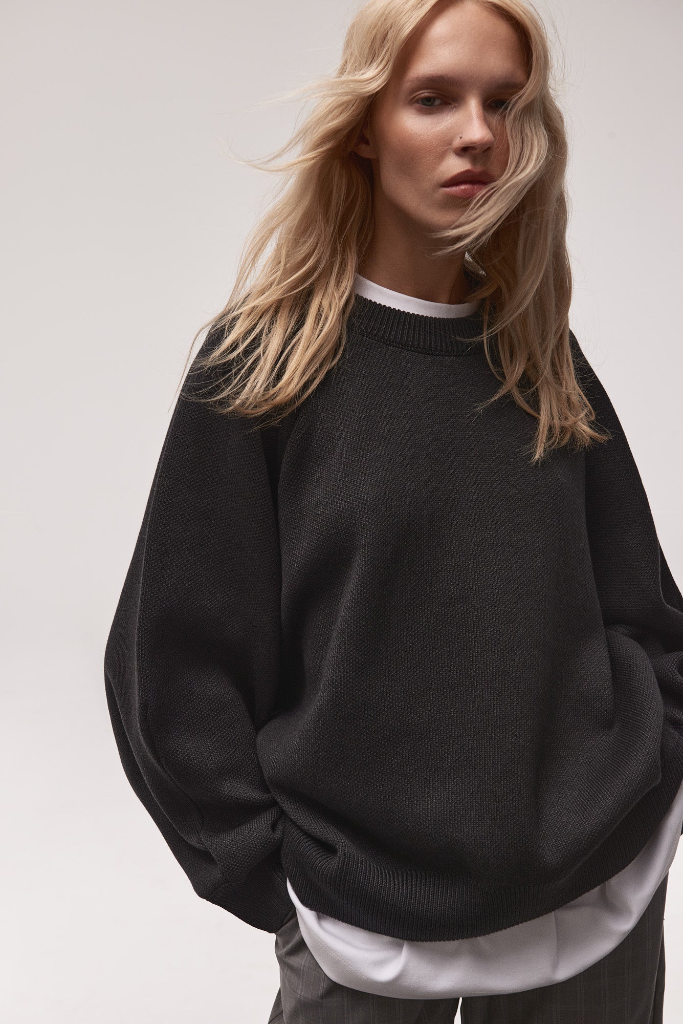 OVERSIZED RAGLAN SWEATER ANTHRACITE