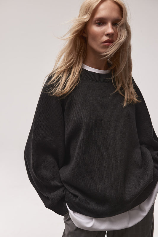 OVERSIZED RAGLAN SWEATER ANTHRACITE
