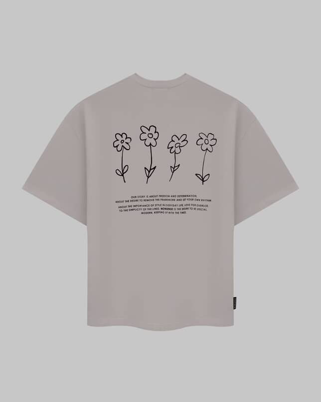 UNISEX T-SHIRT FLOWERS GREY
