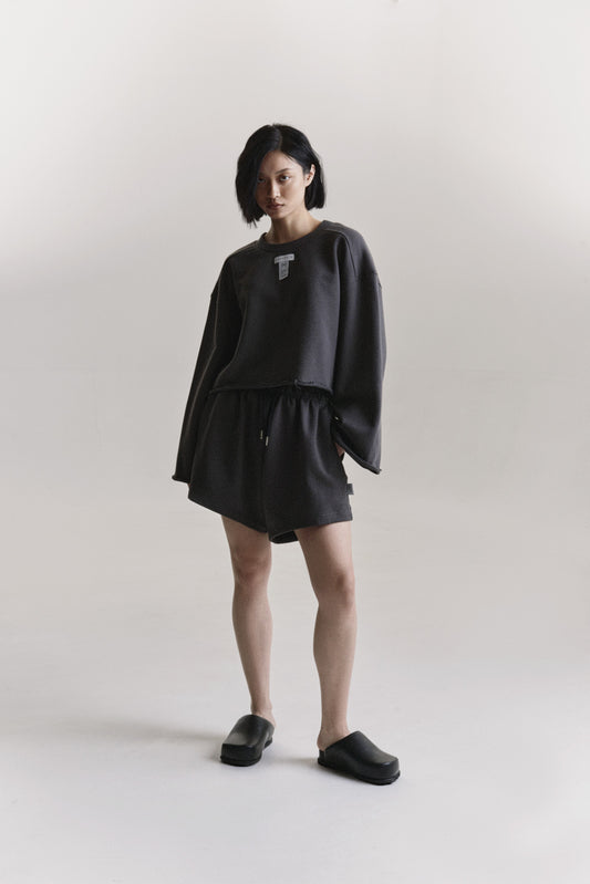 OVERSIZED CROPPED SWEATSHIRT GRAPHITE