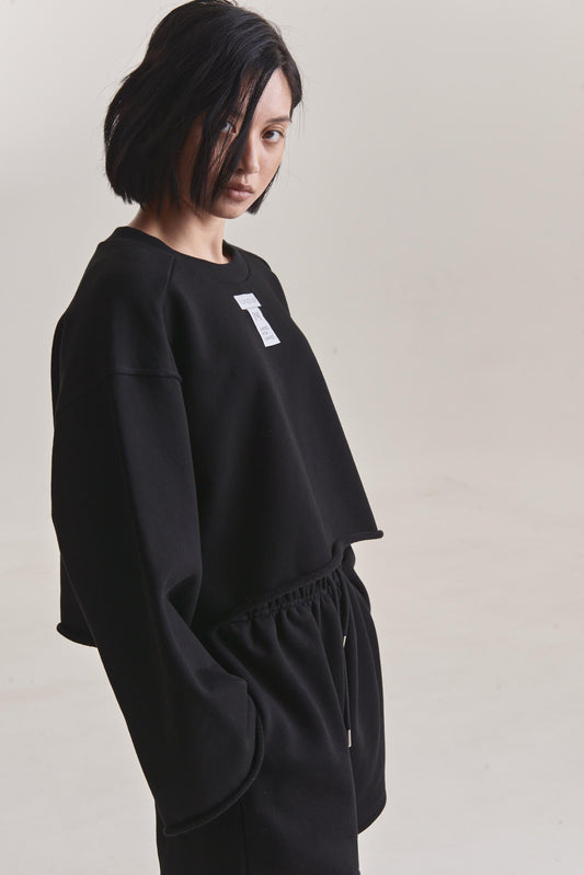 BLACK DRAWSTRING SHORTS