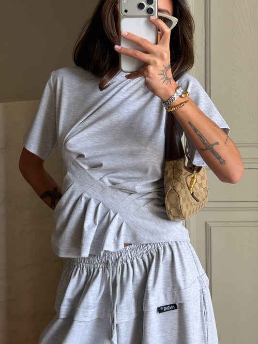 ASYMMETRIC GREY MELANGE T-SHIRT
