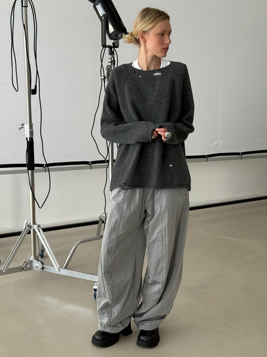 WOOL RAGGED SWEATER GREY