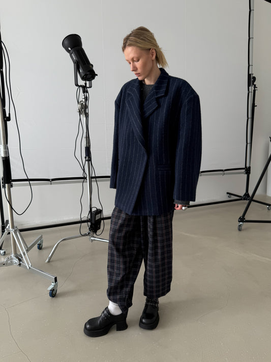 OVERSIZED COAT JACKET DARK BLUE