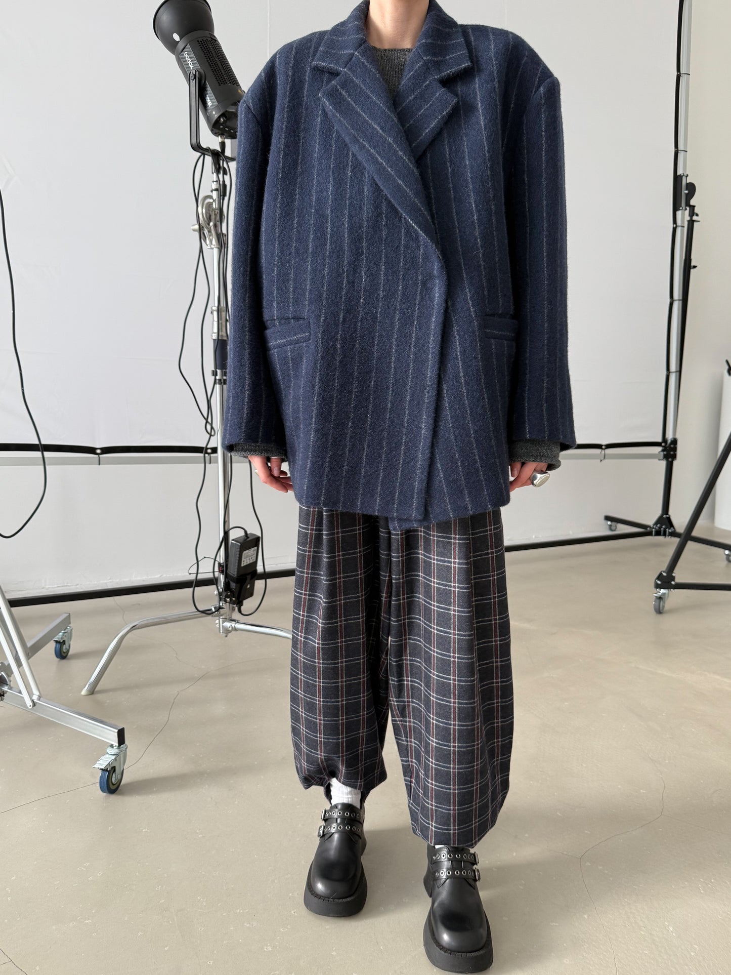 OVERSIZED COAT JACKET DARK BLUE