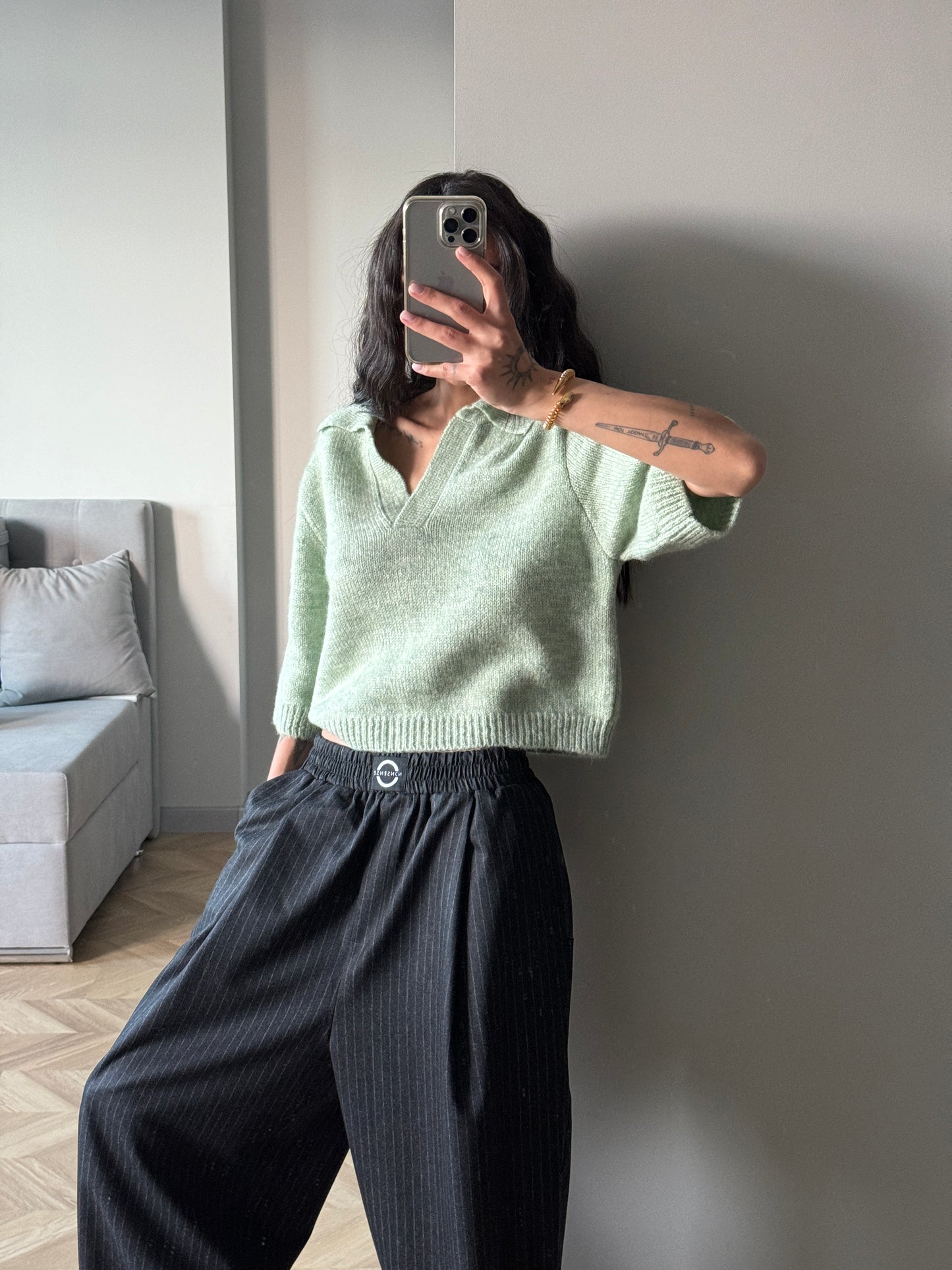 NONSENSE KNITTED POLO MINT