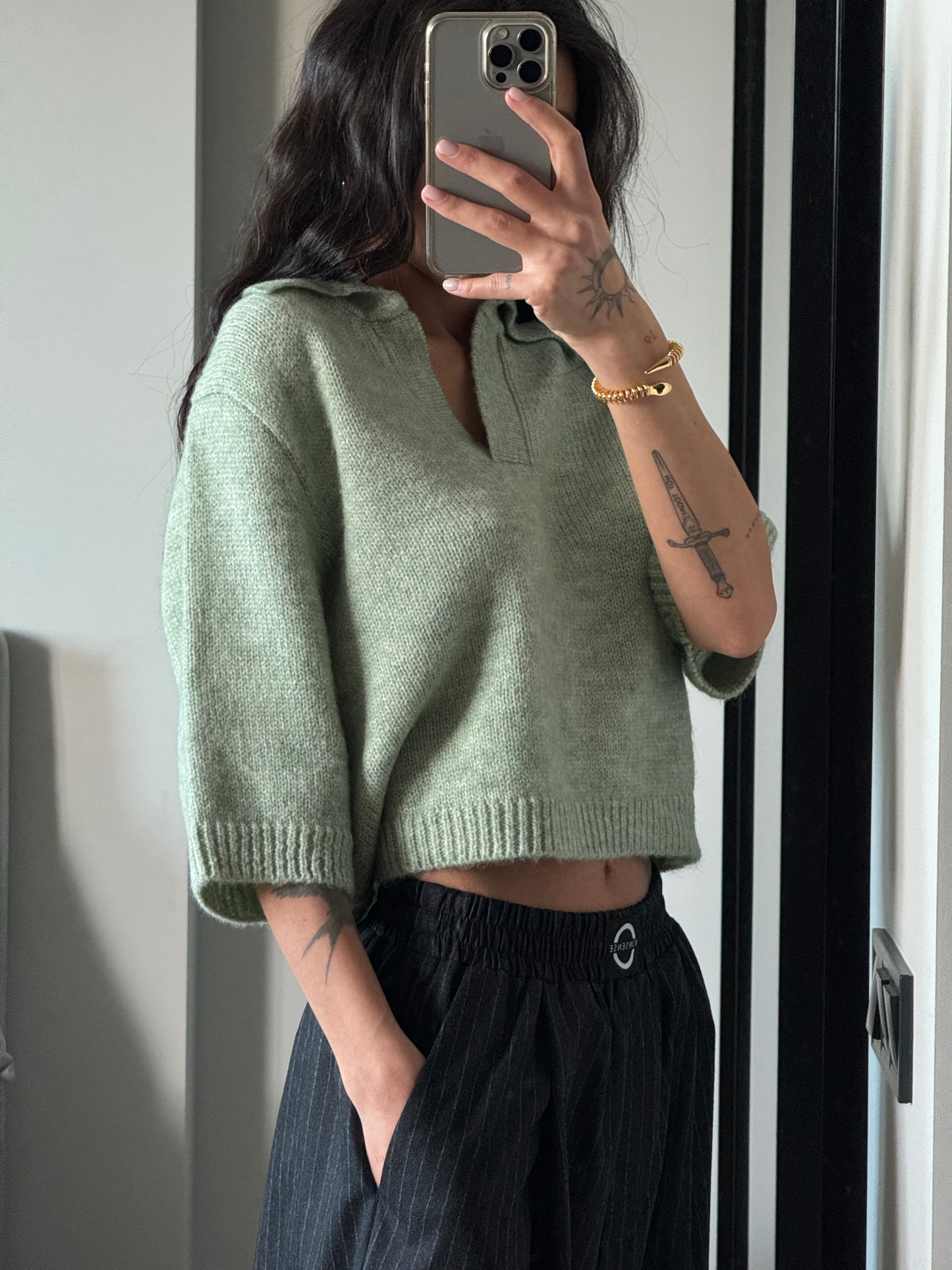 NONSENSE KNITTED POLO MINT