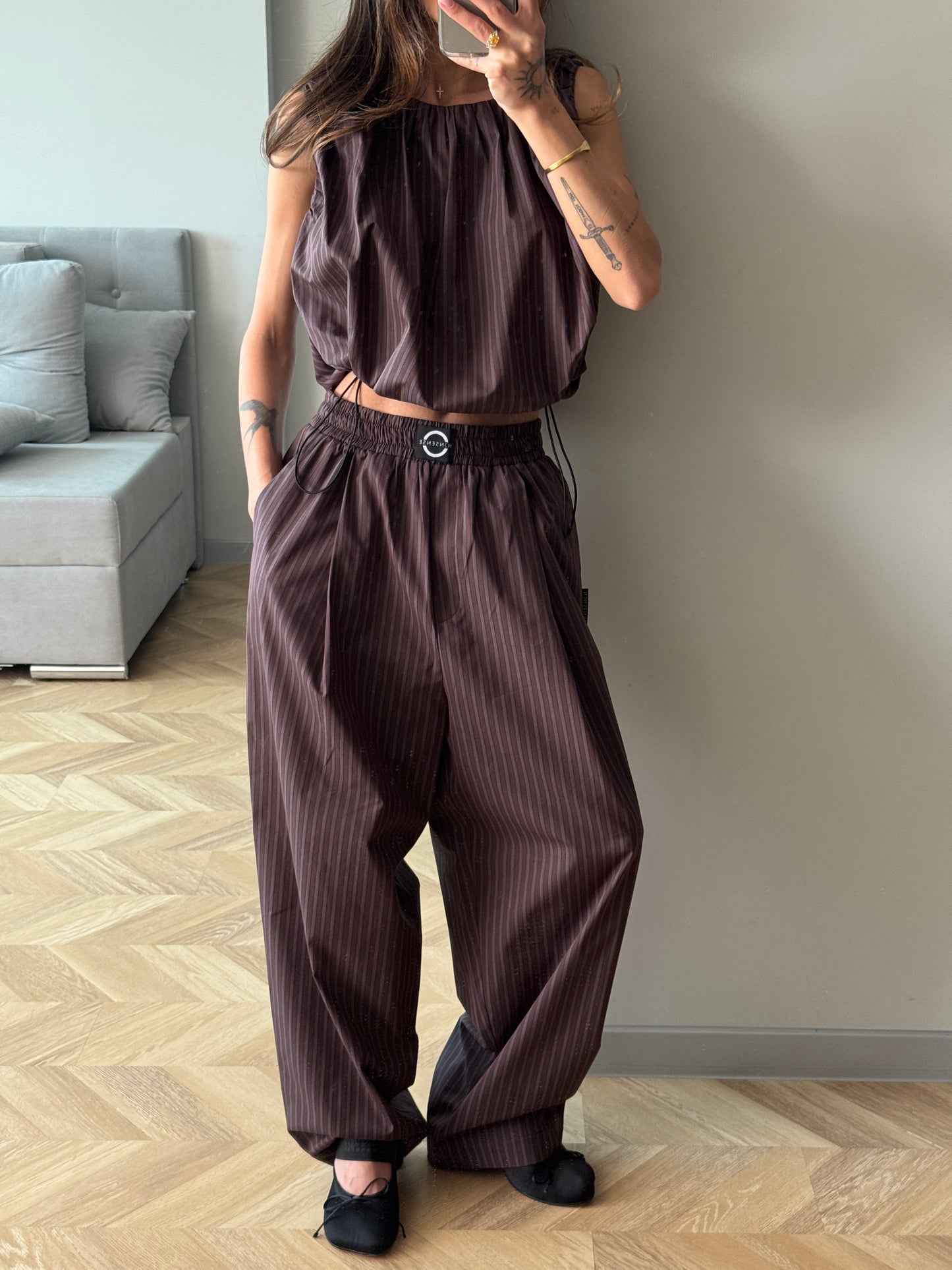 COTTON RELAXED CHOCOLATE PANTS
