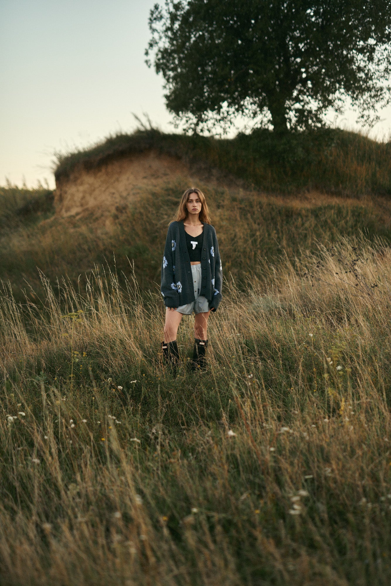 COTTON OVERSIZED FLORAL CARDIGAN