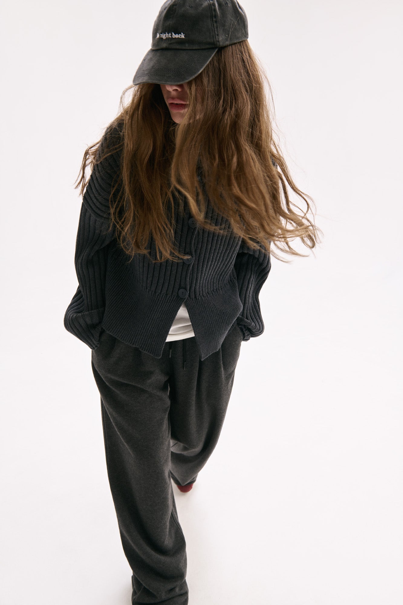 OVERSIZED COTTON CARDIGAN NONSENSE  ANTHRACITE