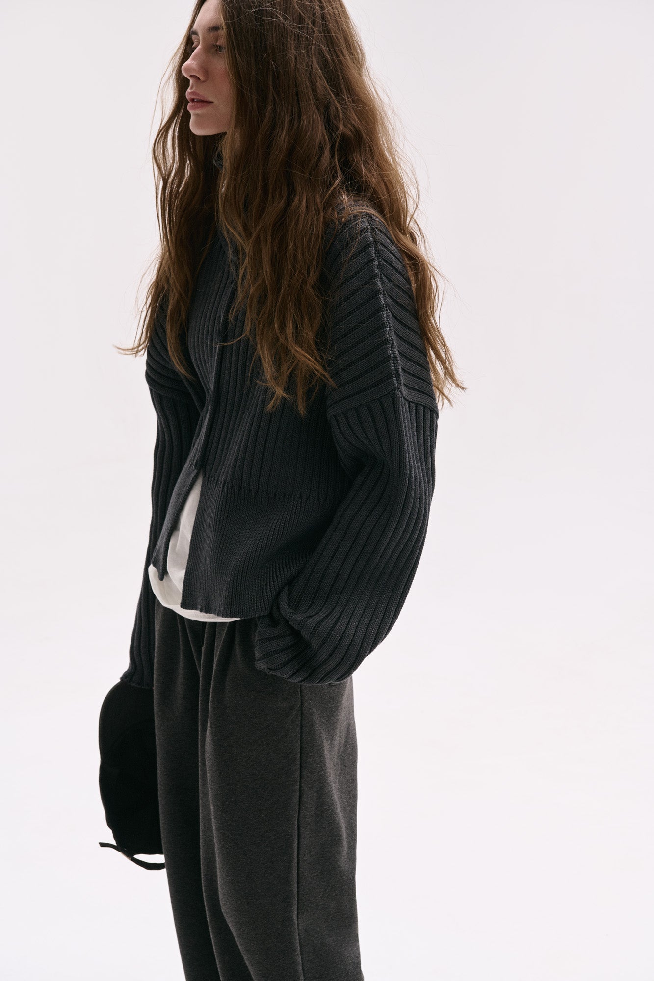 OVERSIZED COTTON CARDIGAN NONSENSE  ANTHRACITE