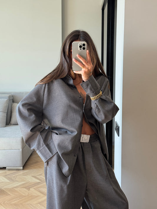 WOOL RAGLAN SHIRT DARK GREY