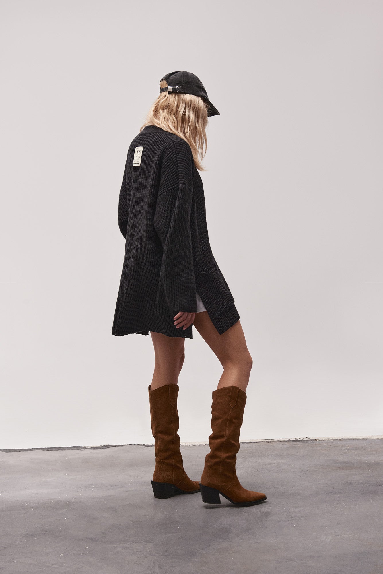 OVERSIZED BASIC  CARDIGAN ANTHRACITE