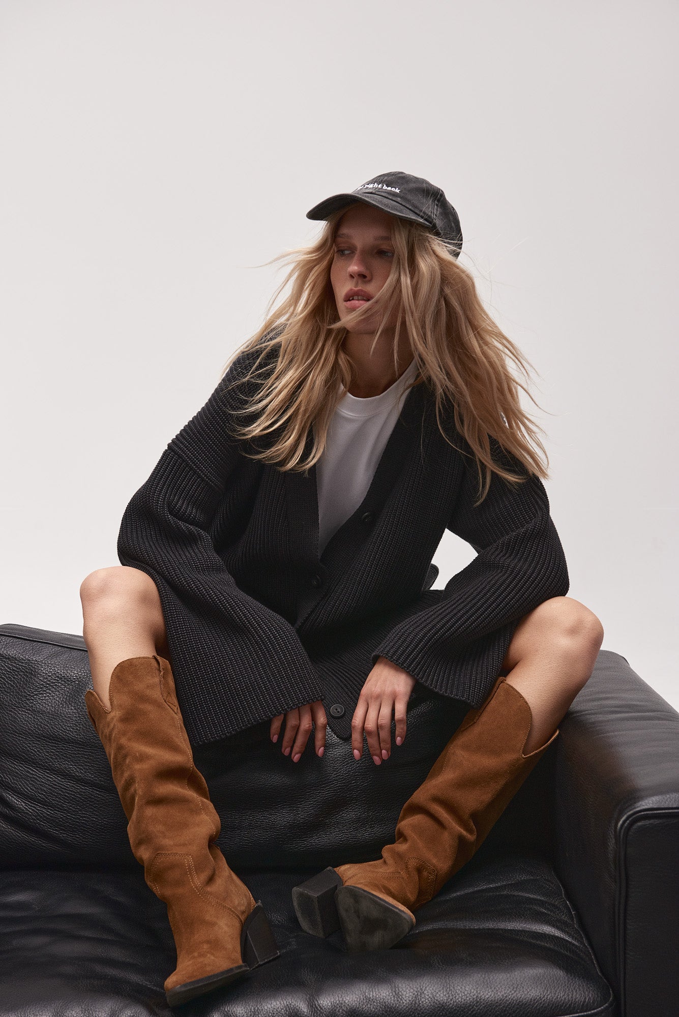 OVERSIZED BASIC  CARDIGAN ANTHRACITE