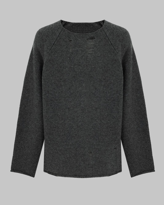 WOOL RAGGED SWEATER GREY