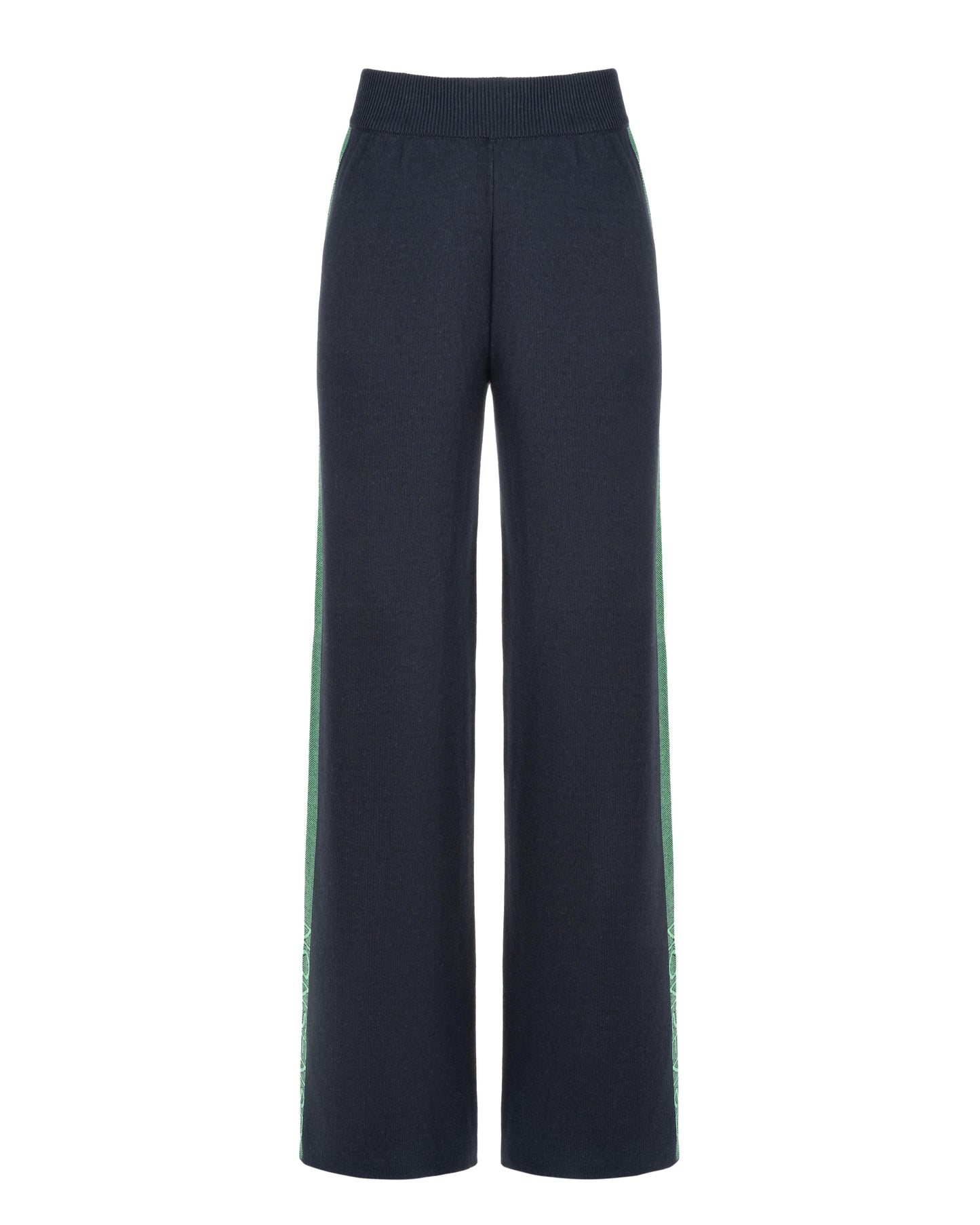 KNITTED WIDE PANTS NONSENSE DEEP BLUE / GRASS