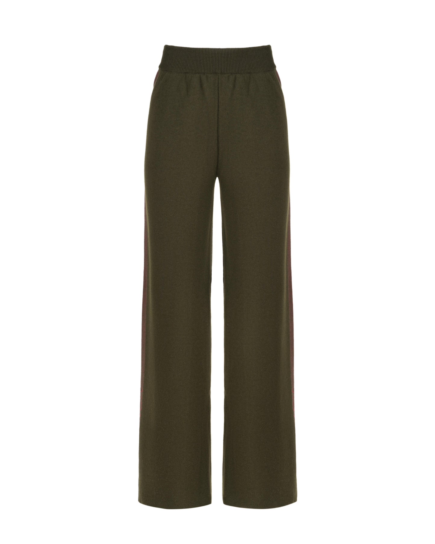 KNITTED WIDE PANTS NONSENSE KHAKI / GRAPE