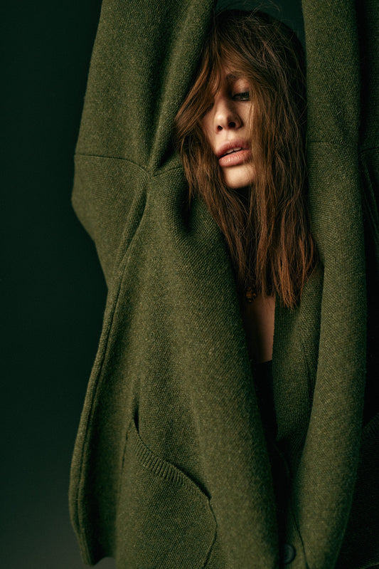 OVERSIZED WOOL CARDIGAN KHAKI