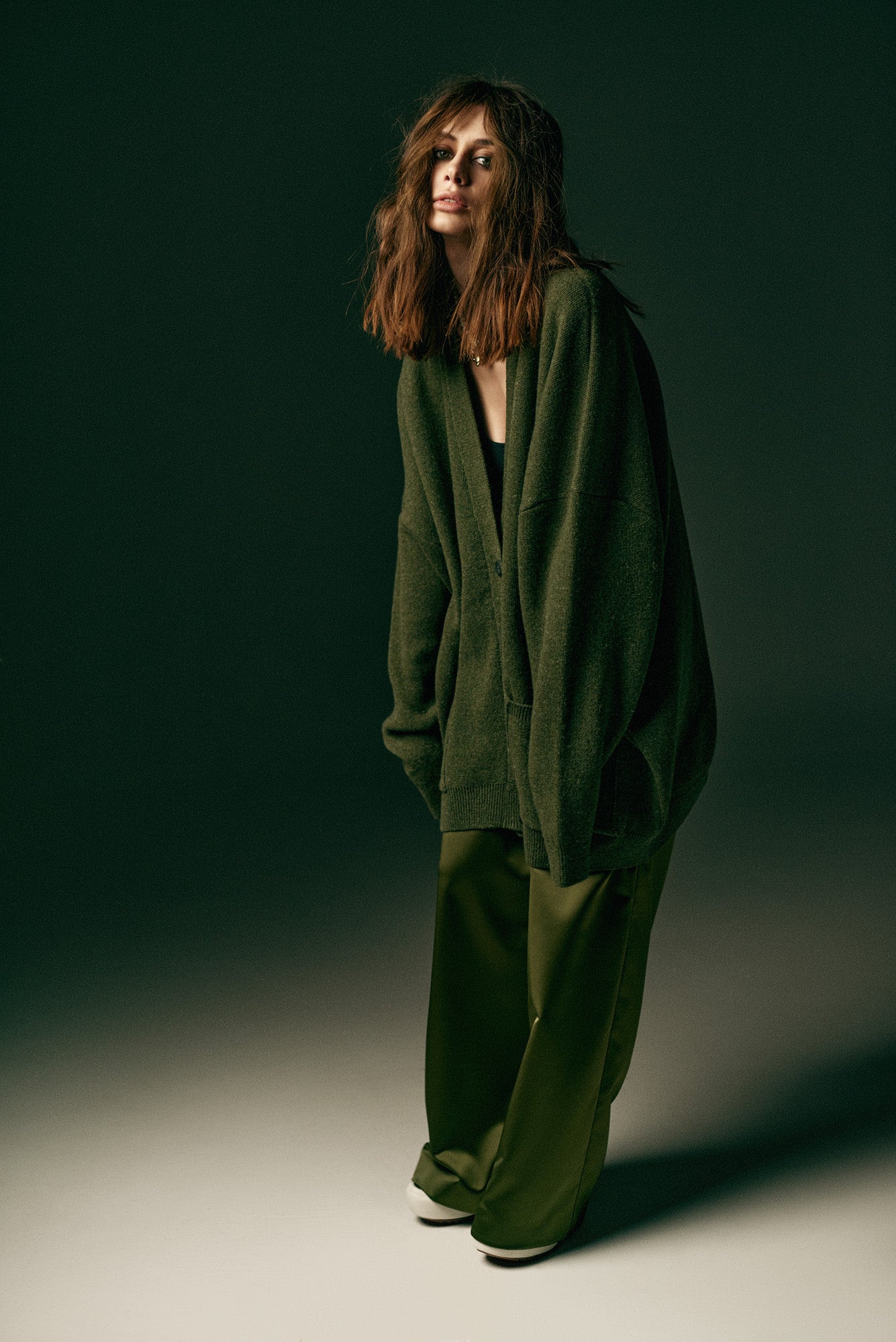 OVERSIZED WOOL CARDIGAN KHAKI