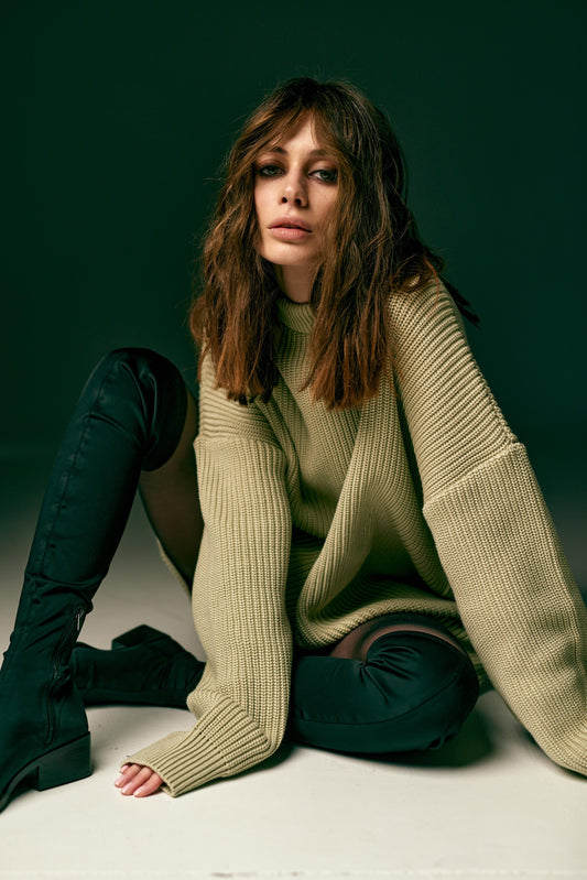 BASIC OVERSIZED SWAETER SAGE GREEN