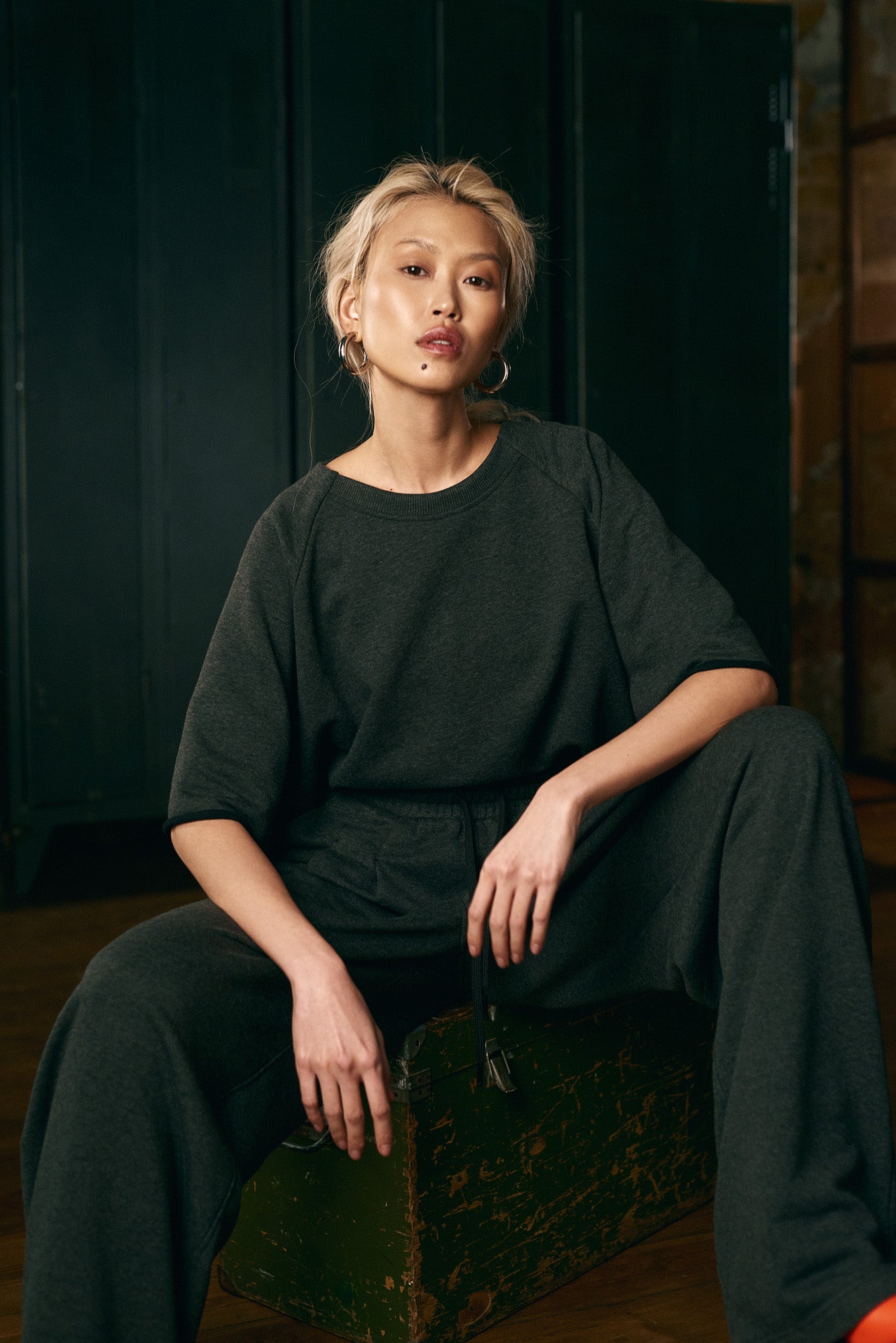 CROPPED T-SHIRT NONSENSE * DARK MELANGE