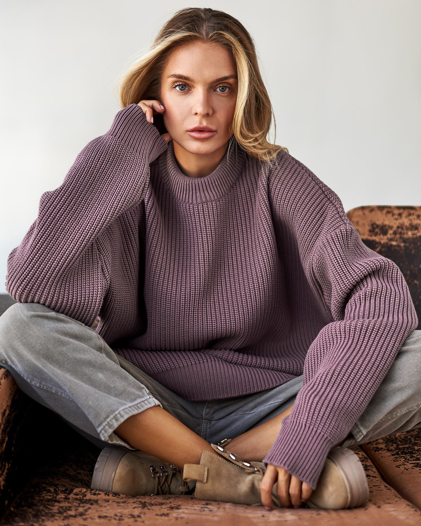 BASIC OVERSIZED SWEATER SMOKY VIOLET