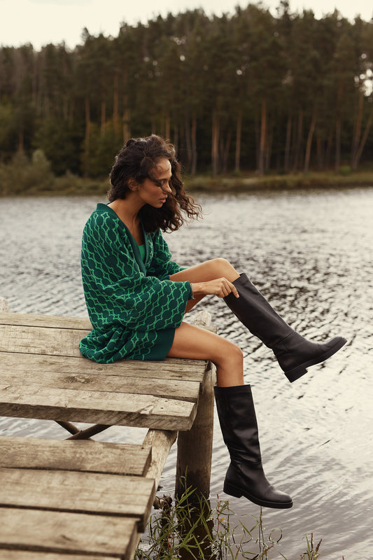 CARDIGAN LOGO DOUBLE GREEN