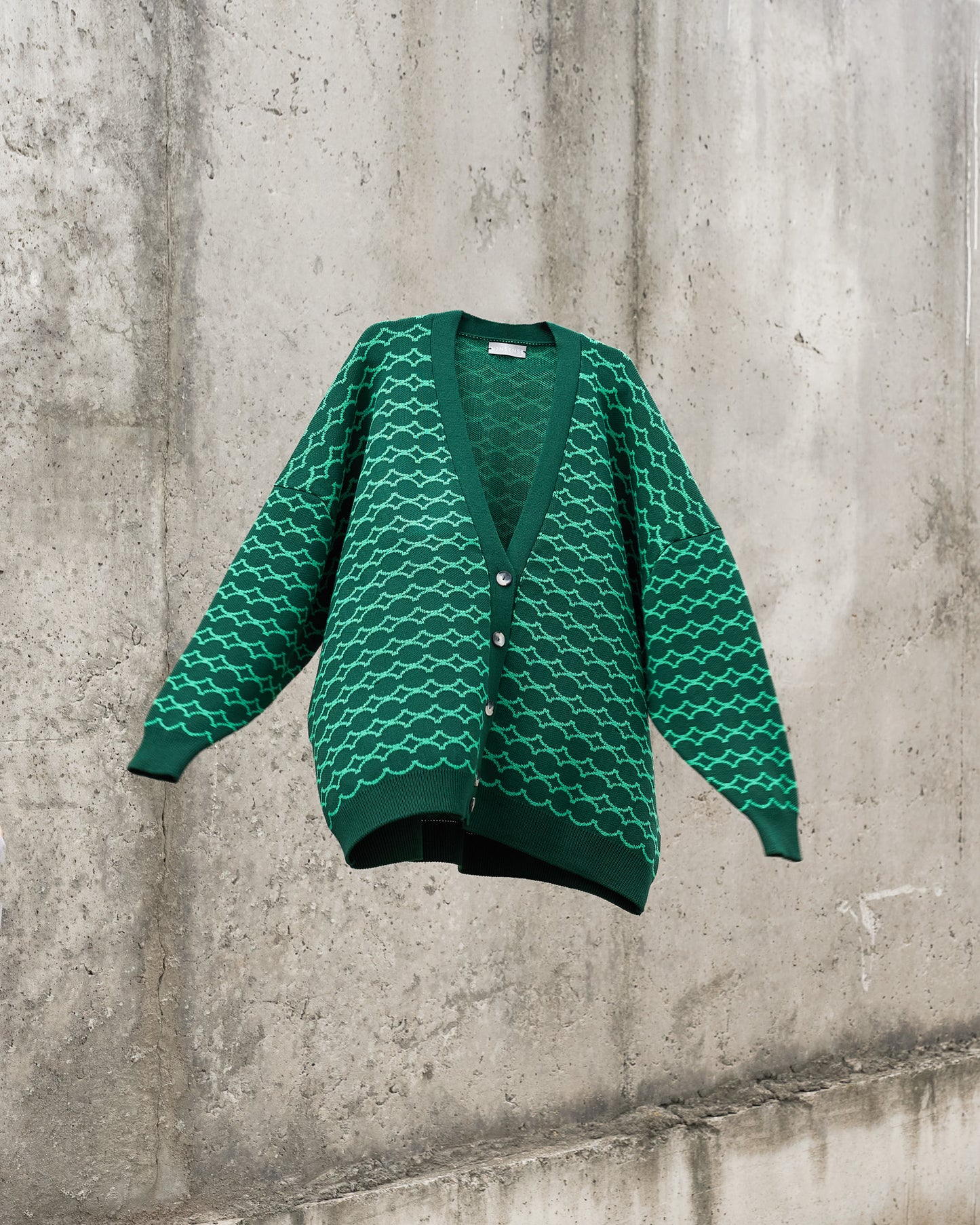 CARDIGAN LOGO DOUBLE GREEN