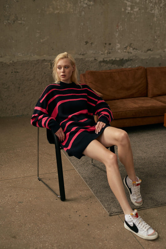 UNISEX FUSION SWEATER NONSENSE PINK/DEEP BLUE