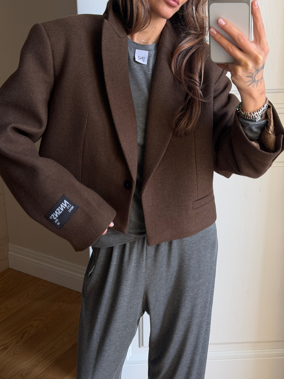 CROPPED WOOL JACKET NUTTY
