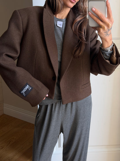 CROPPED WOOL JACKET NUTTY