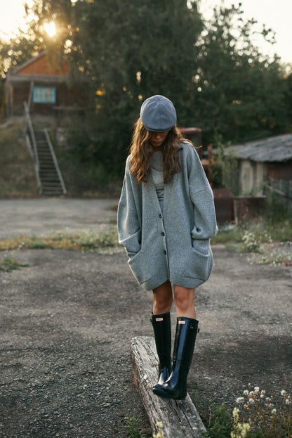 OVERSIZED WOOL CARDIGAN GREY