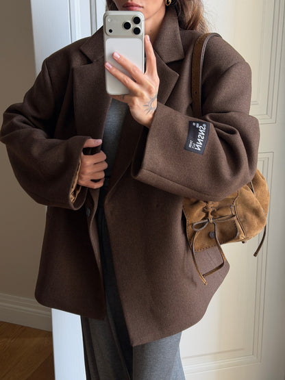 OVERSIZED WOOL COAT JACKET NUTTY