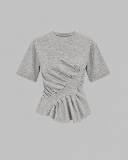 ASYMMETRIC GREY MELANGE T-SHIRT
