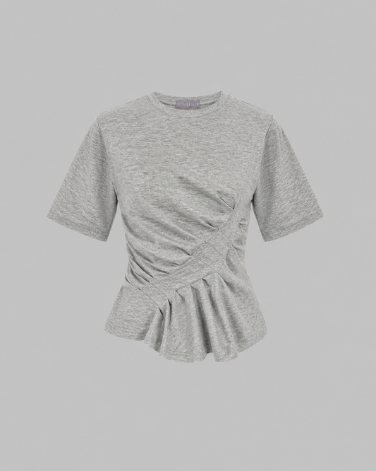 ASYMMETRIC GREY MELANGE T-SHIRT