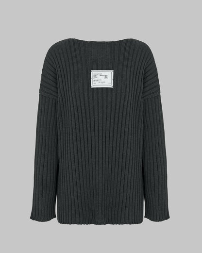 NONSENSE ANTHRACITE RAW NECK SWEATER