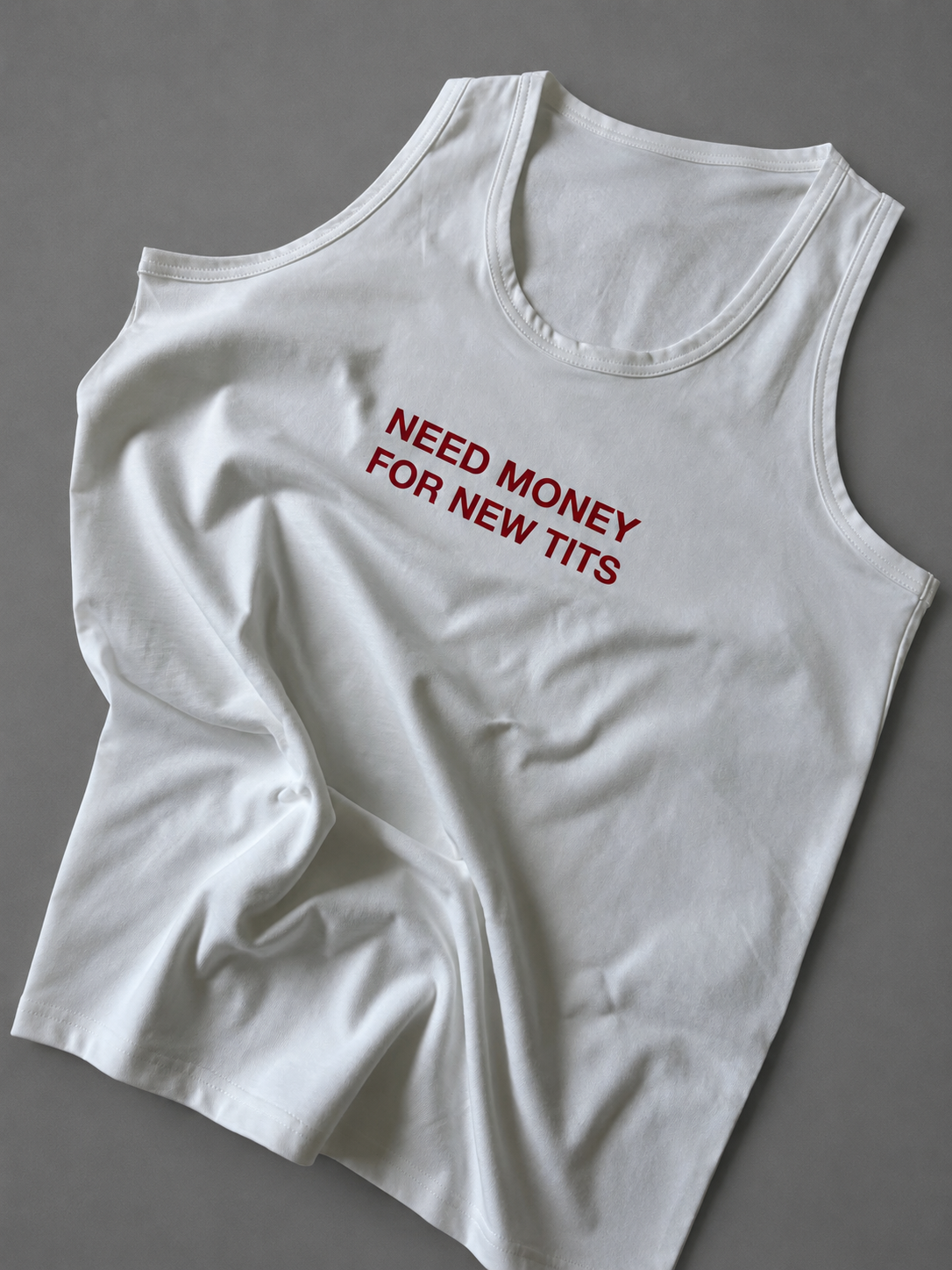 RELAXED TANK-DRESS “NEED MONEY FOR NEW TITS”
