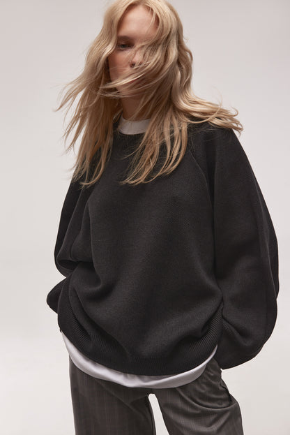 OVERSIZED RAGLAN SWEATER ANTHRACITE