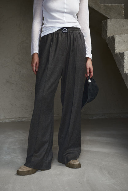 WOOL PANTS GREY-CHOCOLATE