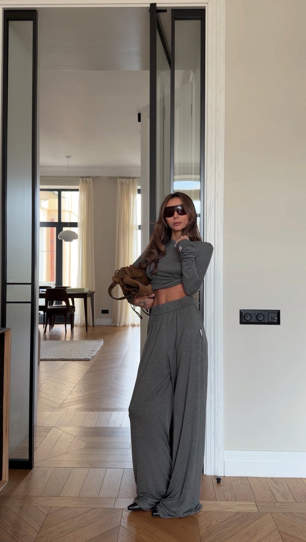 VISCOSE SUIT GREY MELANGE