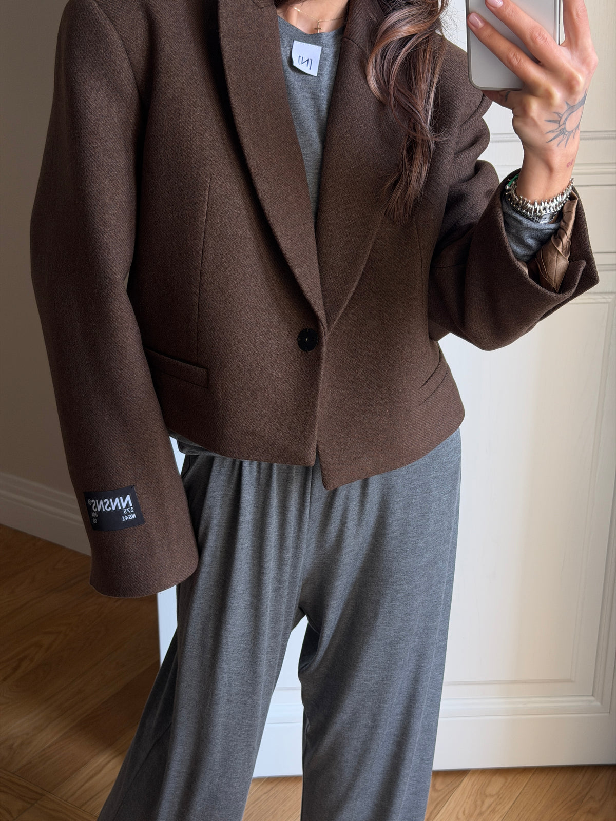CROPPED WOOL JACKET NUTTY