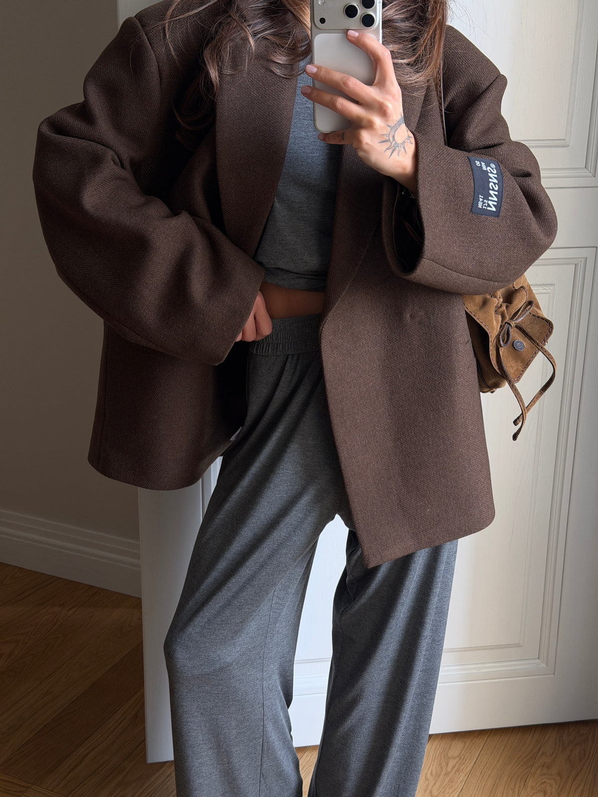 OVERSIZED WOOL COAT JACKET NUTTY