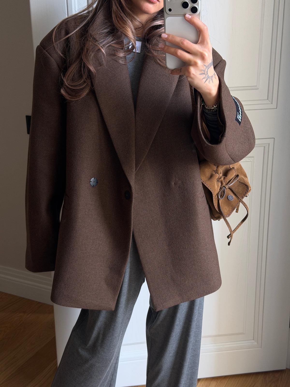 OVERSIZED WOOL COAT JACKET NUTTY