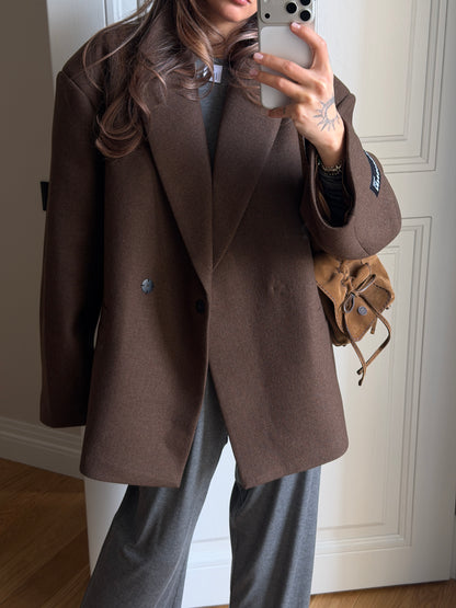 OVERSIZED WOOL COAT JACKET NUTTY