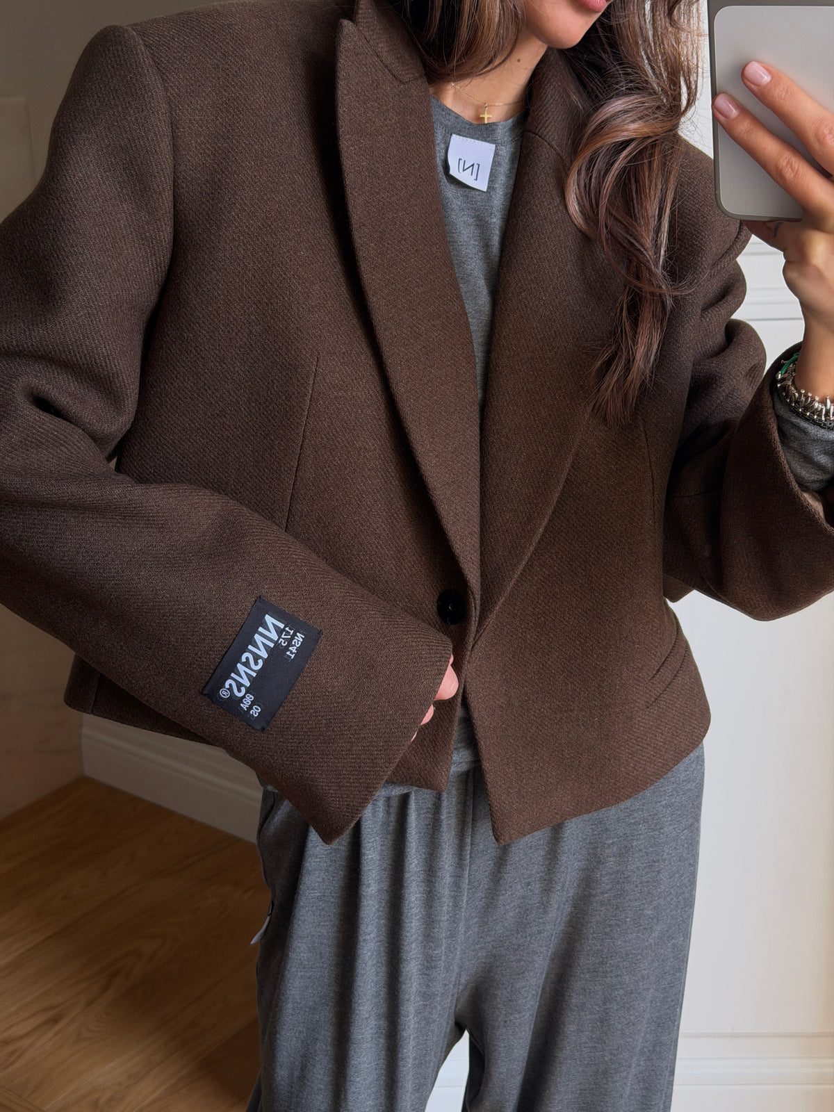 CROPPED WOOL JACKET NUTTY